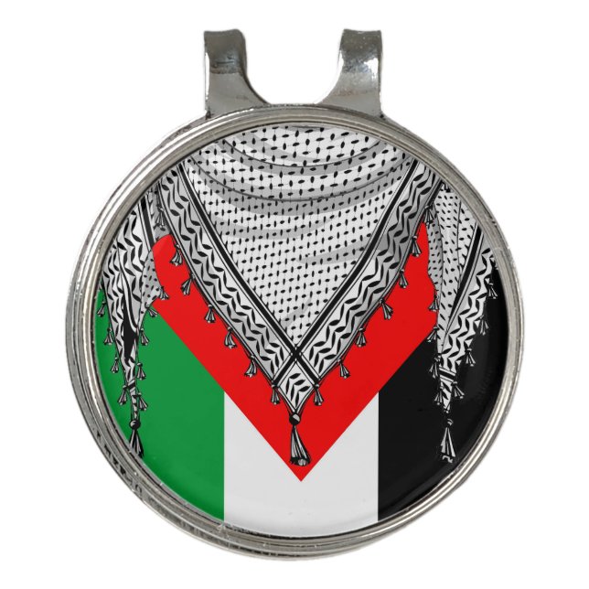 Keffiyeh Palestinian Scarf Traditional Fabric Golf Hat Clip (Front)