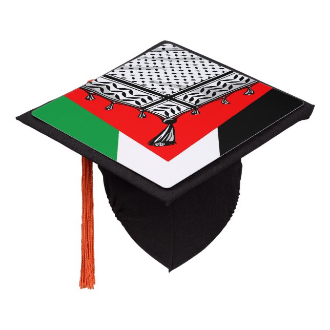 Keffiyeh Palestinian Scarf Traditional Fabric Graduation Cap Topper (Angled)