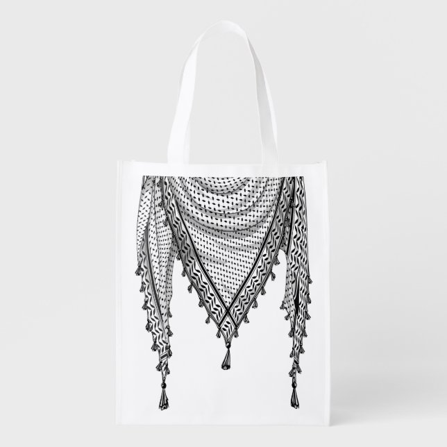 Keffiyeh Palestinian Scarf Traditional Fabric Grocery Bag (Front)