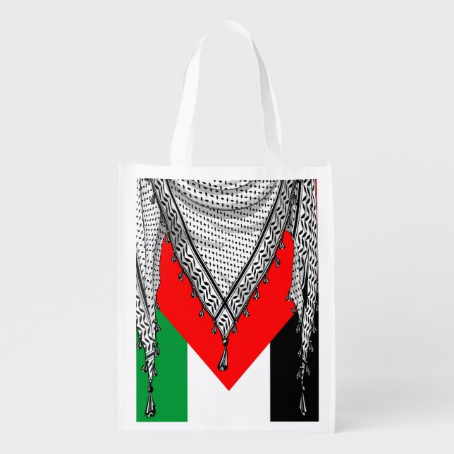 Keffiyeh Palestinian Scarf Traditional Fabric Grocery Bag (Front)