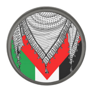 Keffiyeh Palestinian Scarf Traditional Fabric Gunmetal Finish Lapel Pin