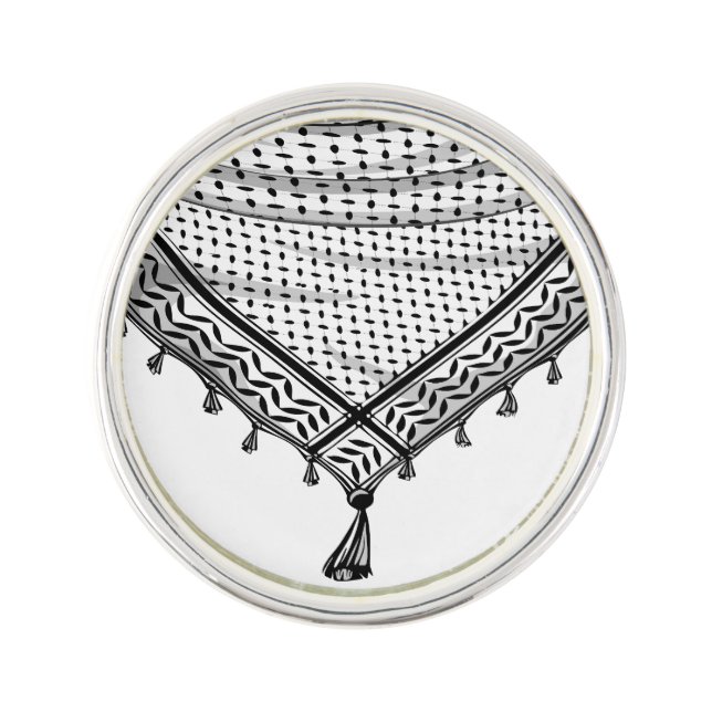 Keffiyeh Palestinian Scarf Traditional Fabric Lapel Pin (Front)