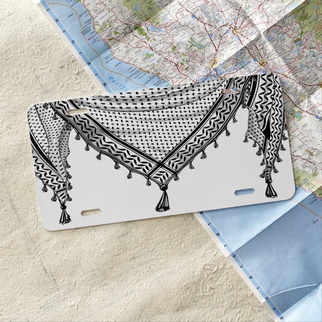 Keffiyeh Palestinian Scarf Traditional Fabric License Plate (In Situ)