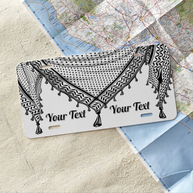Keffiyeh Palestinian Scarf Traditional Fabric License Plate (In Situ)