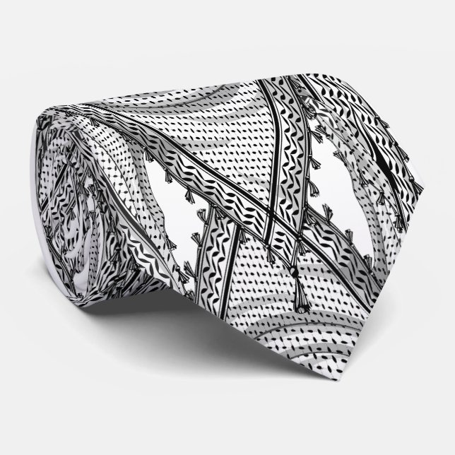 Keffiyeh Palestinian Scarf Traditional Fabric Neck Tie (Rolled)