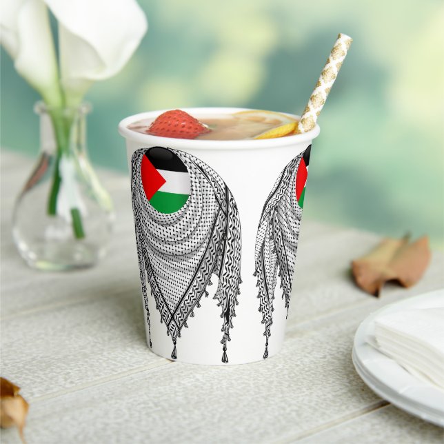 Keffiyeh Palestinian Scarf Traditional Fabric Paper Cups (Insitu)