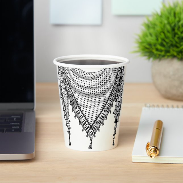 Keffiyeh Palestinian Scarf Traditional Fabric Paper Cups (Insitu)