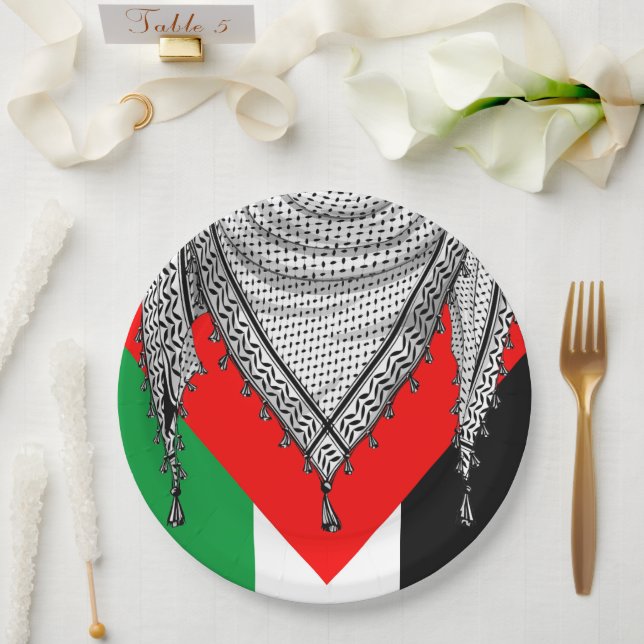Keffiyeh Palestinian Scarf Traditional Fabric Paper Plates (Wedding)