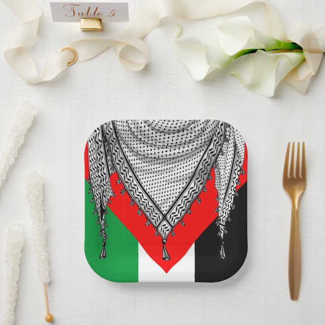 Keffiyeh Palestinian Scarf Traditional Fabric Paper Plates (Wedding)