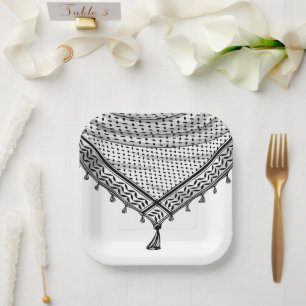 Keffiyeh Palestinian Scarf Traditional Fabric Paper Plates