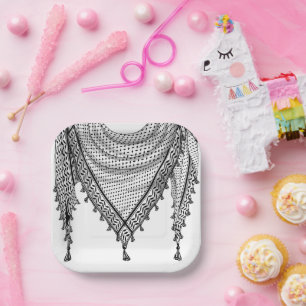 Keffiyeh Palestinian Scarf Traditional Fabric Paper Plates