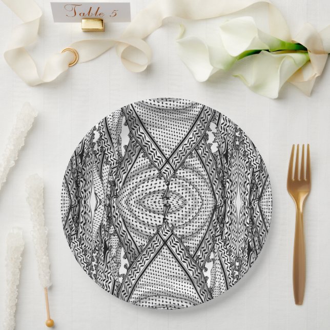 Keffiyeh Palestinian Scarf Traditional Fabric Paper Plates (Wedding)