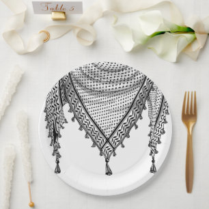 Keffiyeh Palestinian Scarf Traditional Fabric Paper Plates