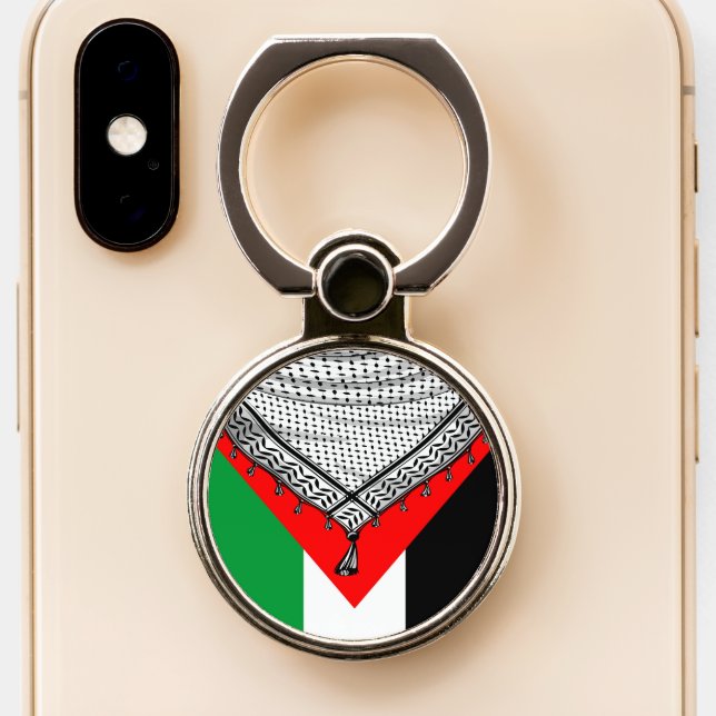 Keffiyeh Palestinian Scarf Traditional Fabric Phone Ring Stand (Close Up)
