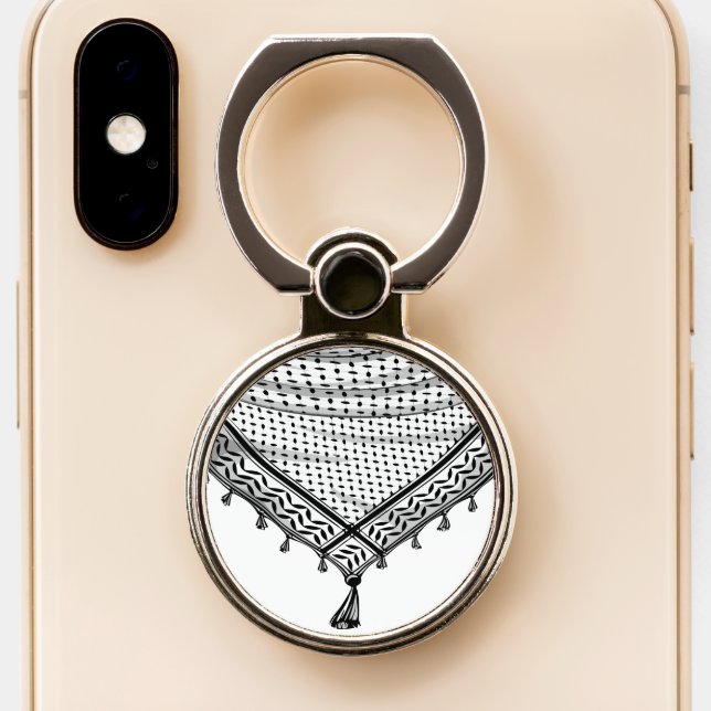 Keffiyeh Palestinian Scarf Traditional Fabric Phone Ring Stand (Close Up)