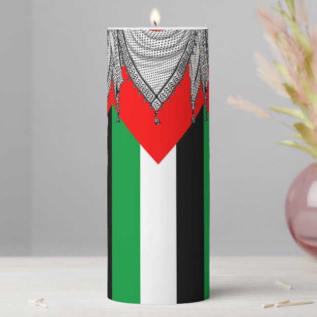 Keffiyeh Palestinian Scarf Traditional Fabric Pillar Candle (In Situ)