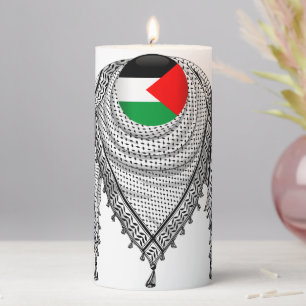 Keffiyeh Palestinian Scarf Traditional Fabric Pillar Candle