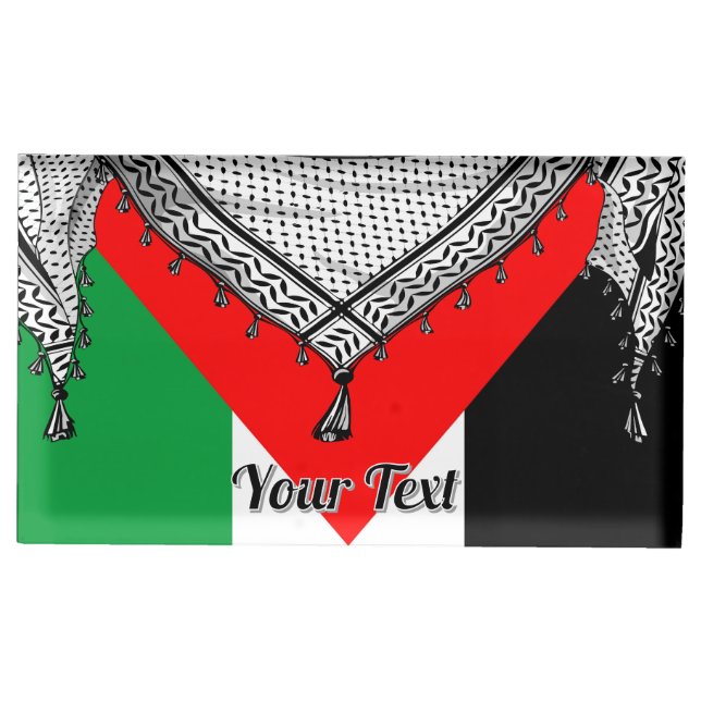 Keffiyeh Palestinian Scarf Traditional Fabric Place Card Holder (Front)