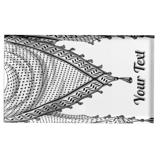 Keffiyeh Palestinian Scarf Traditional Fabric Place Card Holder (Front)