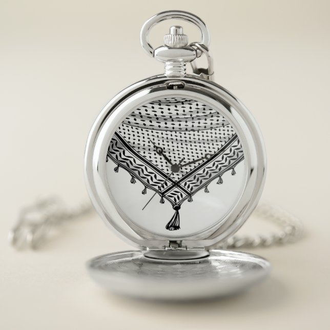 Keffiyeh Palestinian Scarf Traditional Fabric Pocket Watch (Inside)