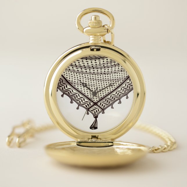 Keffiyeh Palestinian Scarf Traditional Fabric Pocket Watch (Inside)