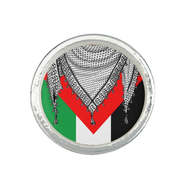 Keffiyeh Palestinian Scarf Traditional Fabric Ring (Front)