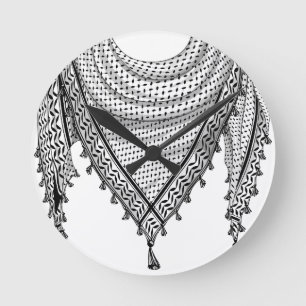 Keffiyeh Palestinian Scarf Traditional Fabric Round Clock