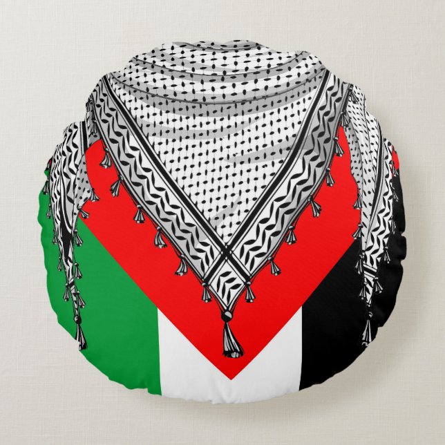 Keffiyeh Palestinian Scarf Traditional Fabric Round Pillow (Front)