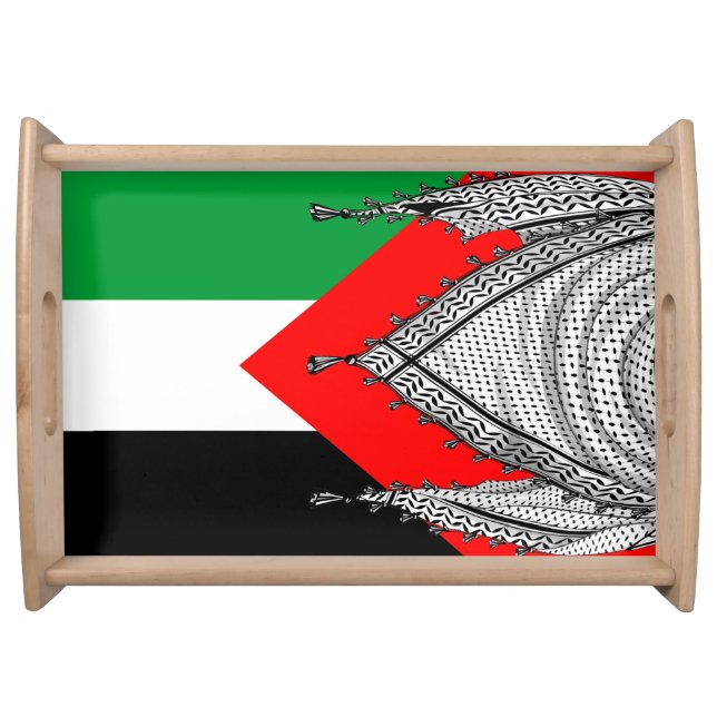 Keffiyeh Palestinian Scarf Traditional Fabric Serving Tray (Front)