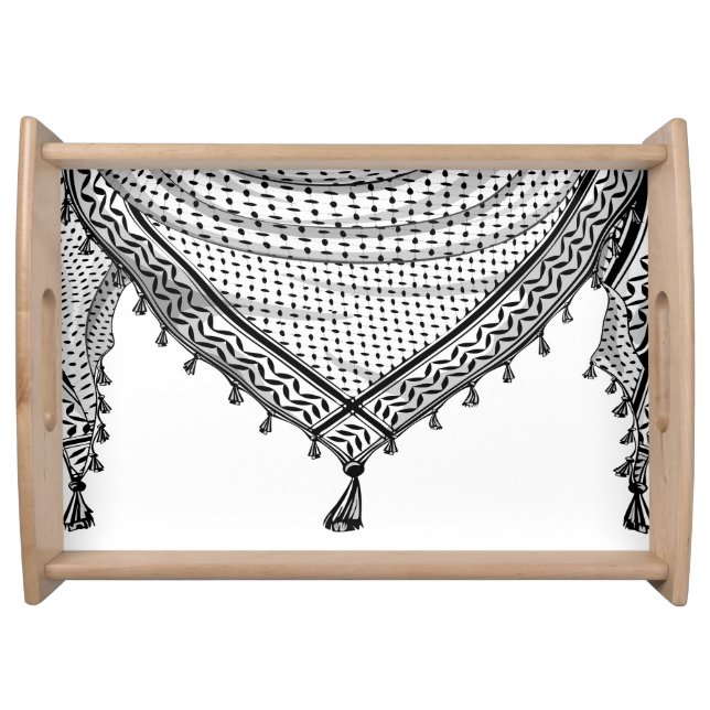 Keffiyeh Palestinian Scarf Traditional Fabric Serving Tray (Front)