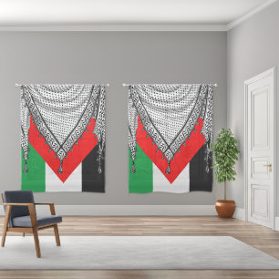 Keffiyeh Palestinian Scarf Traditional Fabric Sheer Curtains