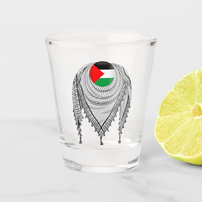 Keffiyeh Palestinian Scarf Traditional Fabric Shot Glass (Front)