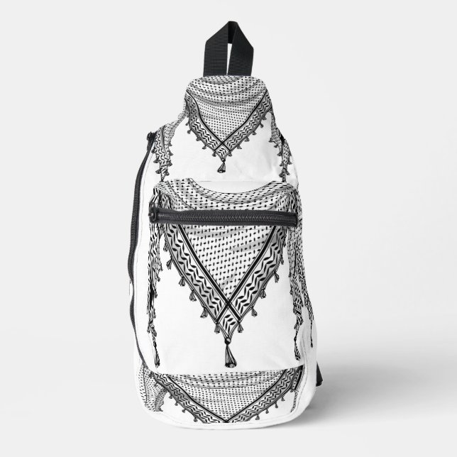 Keffiyeh Palestinian Scarf Traditional Fabric Sling Bag (Front)