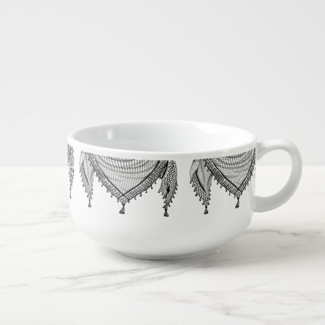 Keffiyeh Palestinian Scarf Traditional Fabric Soup Mug (Left)