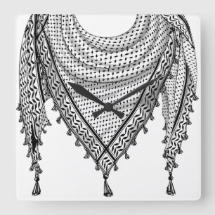 Keffiyeh Palestinian Scarf Traditional Fabric Square Wall Clock