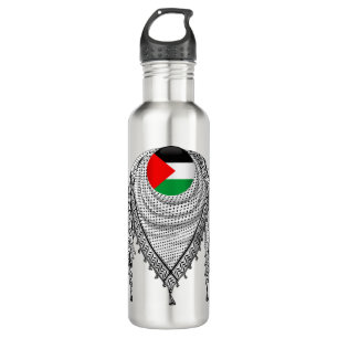 Keffiyeh Palestinian Scarf Traditional Fabric Stainless Steel Water Bottle
