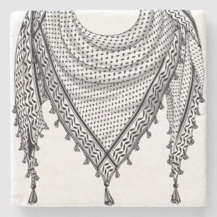 Keffiyeh Palestinian Scarf Traditional Fabric Stone Coaster