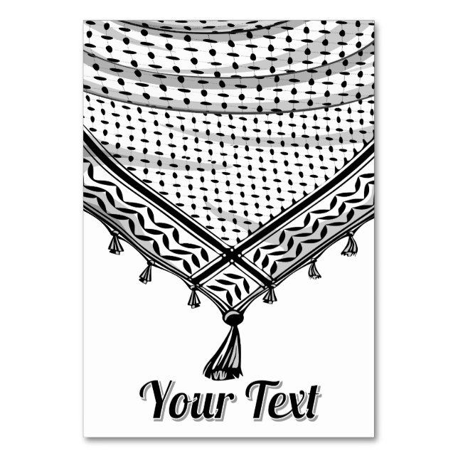 Keffiyeh Palestinian Scarf Traditional Fabric Table Number (Front)