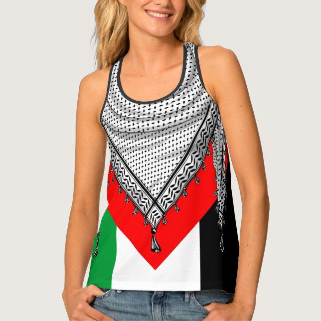 Keffiyeh Palestinian Scarf Traditional Fabric Tank Top (Front)