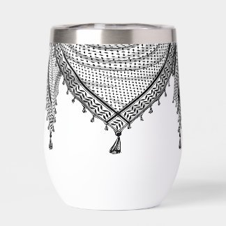 Keffiyeh Palestinian Scarf Traditional Fabric Thermal Wine Tumbler