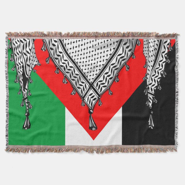 Keffiyeh Palestinian Scarf Traditional Fabric Throw Blanket (Front)