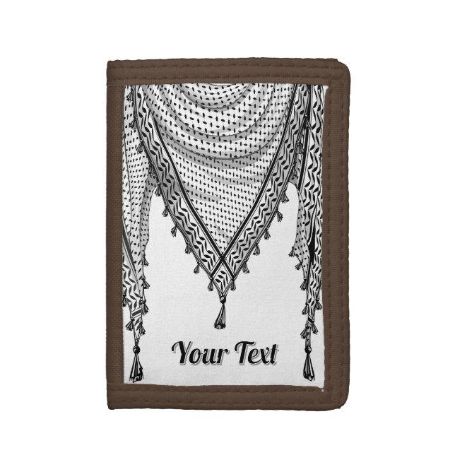 Keffiyeh Palestinian Scarf Traditional Fabric Trifold Wallet (Front Vertical)