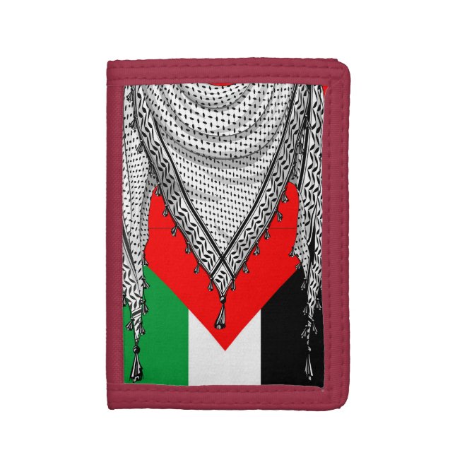 Keffiyeh Palestinian Scarf Traditional Fabric Trifold Wallet (Front Vertical)