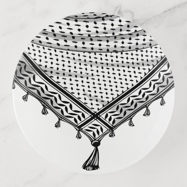 Keffiyeh Palestinian Scarf Traditional Fabric Trinket Tray (Front)