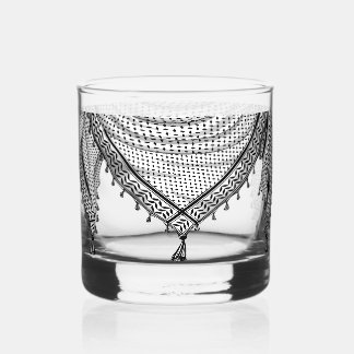 Keffiyeh Palestinian Scarf Traditional Fabric Whiskey Glass