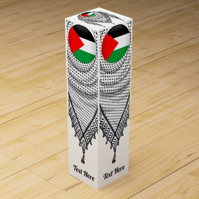 Keffiyeh Palestinian Scarf Traditional Fabric Wine Box (Front)