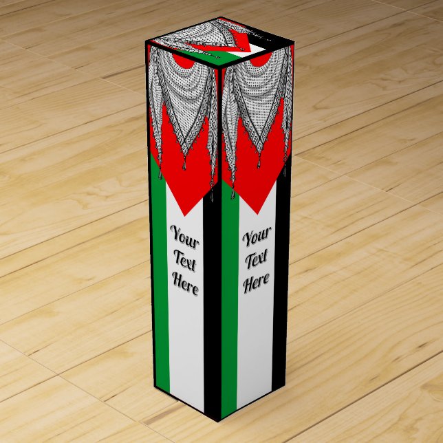 Keffiyeh Palestinian Scarf Traditional Fabric Wine Box (Front)