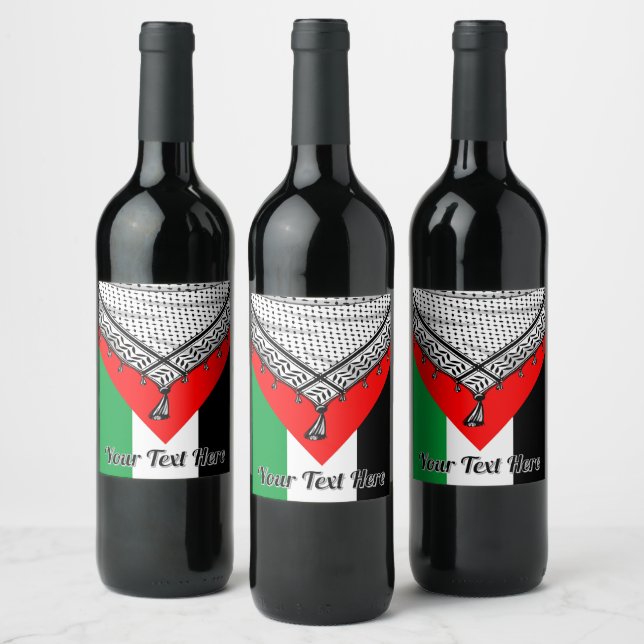 Keffiyeh Palestinian Scarf Traditional Fabric Wine Label (Bottles)