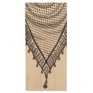 Keffiyeh Palestinian Scarf Traditional Fabric Wood Flash Drive