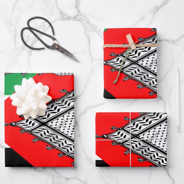 Keffiyeh Palestinian Scarf Traditional Fabric Wrapping Paper Sheets (Front)